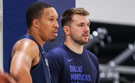 Grant Williams and Luka Doncic at Dallas Mavericks training camp.
